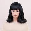 Synthetic Mixed Black Brown Wigs Short Wavy Wigs With Bangs for Women Daily Cosplay Natural Bob Hair Wig Heat Resistant Fiber