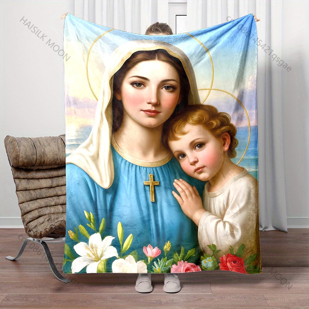 The Virgin Mary and the Holy Child Print Blanket Warm Soft Fluffy Kids and Adult Sofa Bed Throw Blanket Outdoor Travel Camping