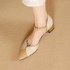 Fashion 2024 New Women Genuine Leather Pumps Square Heel Pointed Toe Party Wedding Shoes Woman Pointed Toe Night Club Prom Pumps