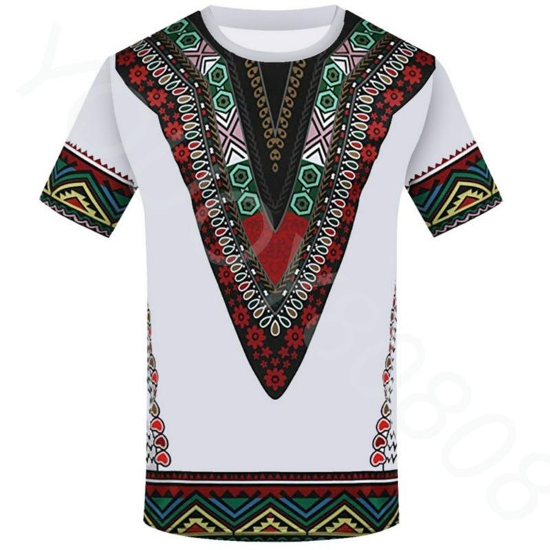 Men's Round Neck Short Sleeve Shirts 3D Print Ethnic African Clothing Summer New Hot Sale T Shirts 2022