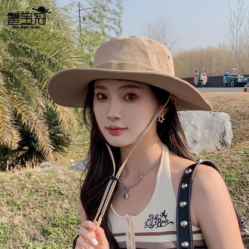 9232 Summer breathable bucket hat big eaves sun hat spring and autumn outdoor mountaineering fishing sun hat female tide