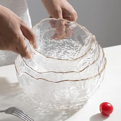Wuhe Japanese Transparent Glass Salad Bowl Set