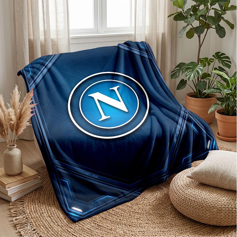 Coperta in Pile di Flanella Morbida Napoli FC Leggera Accogliente Calda Coperta da Lancio per Divano Letto Decorazione per la Casa