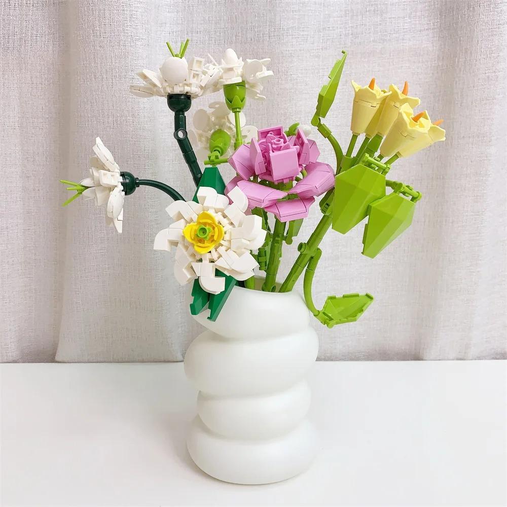 Flower Bouquet Building Blocks Kit Creative DIY Flowers Block Toys Set Gift for Kids Girls Friends Adults Beautiful Home Decor