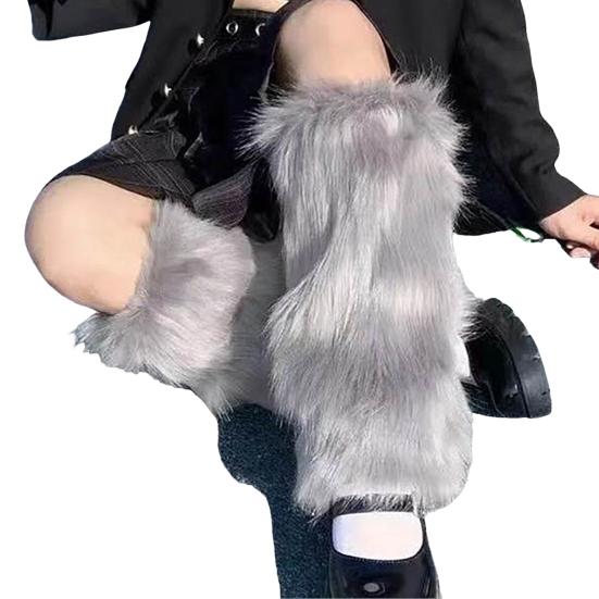 Fuzzy Leg Warmers Women Knee Length Faux Fur Leg Warmers Winter Long Boots Shoes Cuff Cover for Girls Street Party Daily Wear