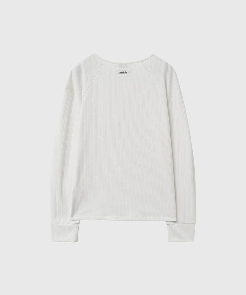 GENERALIDEA Loose Fit Henley Neck T-Shirt [White] / Gf1Lts516
