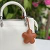 Trendy PU Leather Flower Keychain Solid Color Cartoon Car Keyring Personalized Backpack Hanging Decoration For Women Bag Pendant