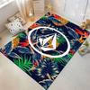 Volcom Stone Circle Over Tropical Pineapple Palm Leaves Area Rug, Navy Tropical Leaves Design, Skate Cozy Home Floor Decor, All Seasons Gift