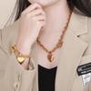 Beautiful Golden Heart Key Necklace Chain Fashionable Elegance And Chic 45 Cm