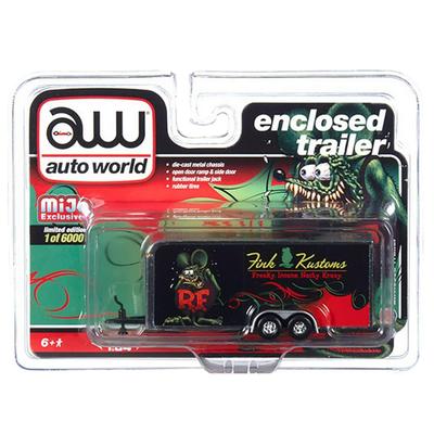 Auto World 1:64 Rat Fink Enclosed Trailer FINK KUSTOMAS Rat Fink Diecast Car [Parallel Import]