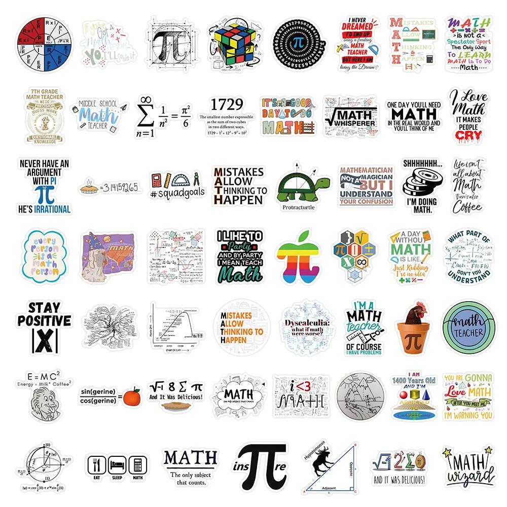 55Pcs Math Formula Sticker Cartoon Knowledge Symbol Graffiti Decoration Water Cup Notebook Stationery Box Waterproof Decals Gift