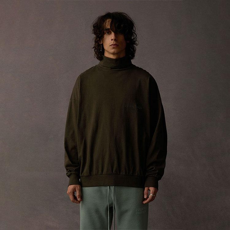 Fear of God Essentials Essentials SS23 Thick Warm Turtleneck Sweater With Front Logo Embroidery Men Sweater Off-Black FOG-SS23-074