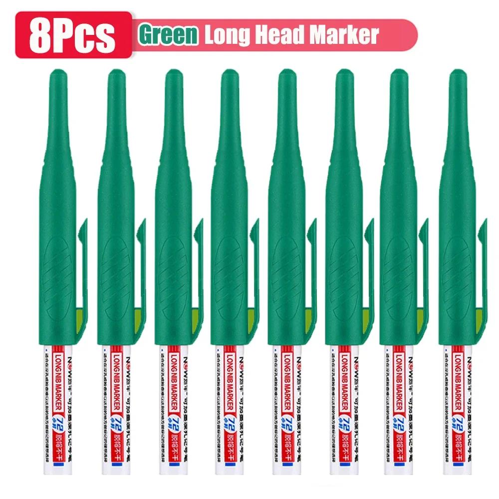 32mm 1-16pcs Long Head Markers Pen Multi-purpose Woodworking Tile Decoration Deep Hole Marker Pens Red/Black/Blue/Green Ink