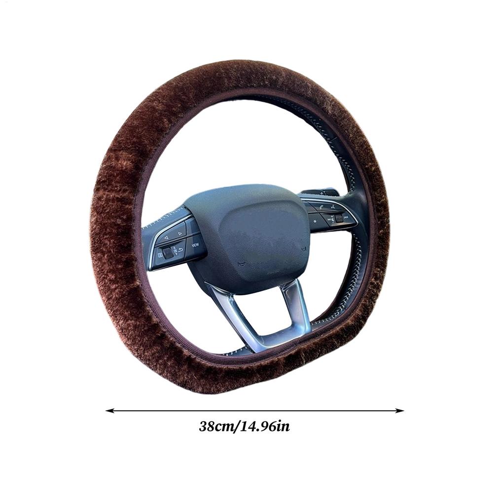 38cm Furry Steering Wheel Cover Soft Fuzzy Anti Slip Elastic Car Steering Wheel Protector for Winter Sedan SUV Truck Van
