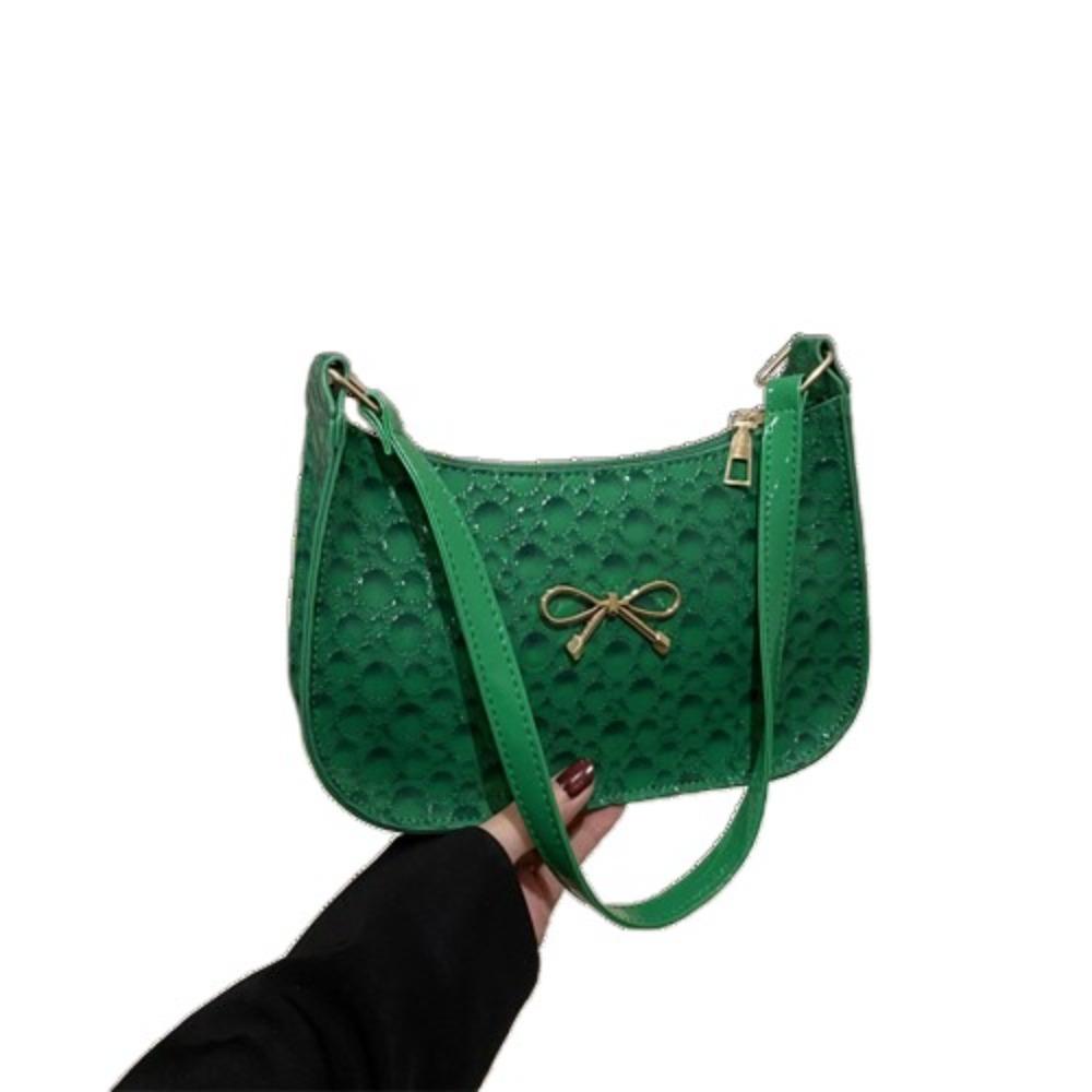 PU Leather Underarm Tote Bag Elegant Women Handbag Simple Bowknot Shoulder Bag  Work