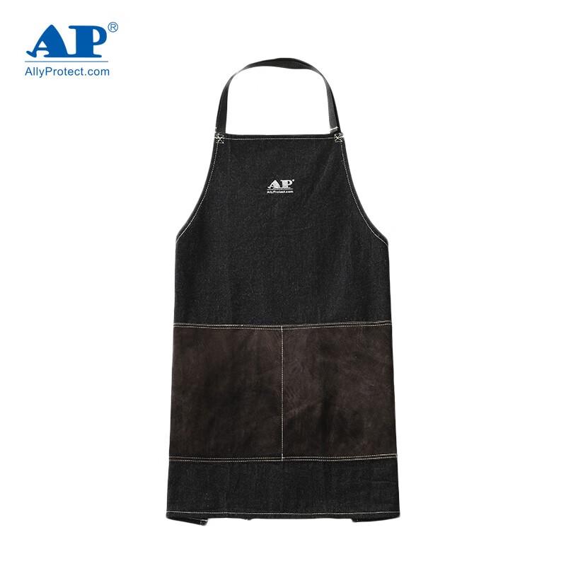 AP-6106 Джинсовый холщовый фартук с кожаными вставками