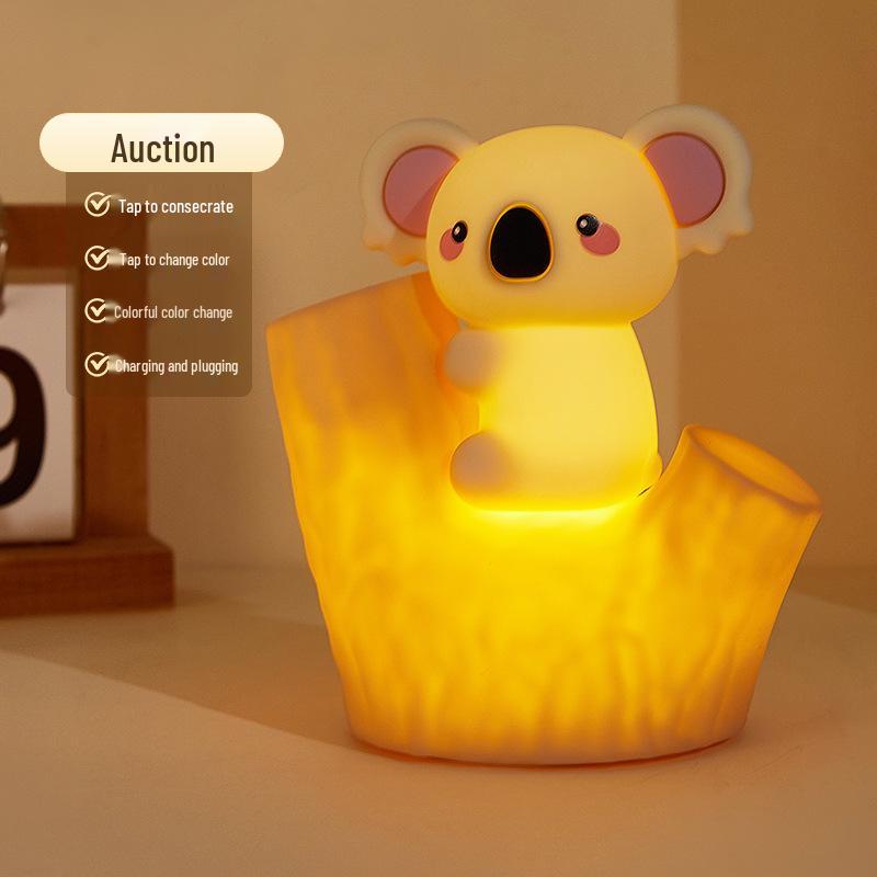 

Colorful Koala Night Light - USB Rechargeable, Two-Level Dimming, Timer, Silicone Design 1W