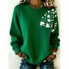 2026 Womens Oversized Knit-Style Crewneck Sweatshirt With 3D Clover Print Thick Warm Streetwear Top