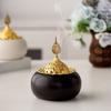 Vintage Decor Ceramic Incense Burner Golden Lid Hollow Lid Aromatherapy Censer Ornament Round Bakhoor Holder Gift