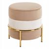 Cappuccino Velvet Pouf with Beige Gold Frame, Glamour for the Furnitex Living Room
