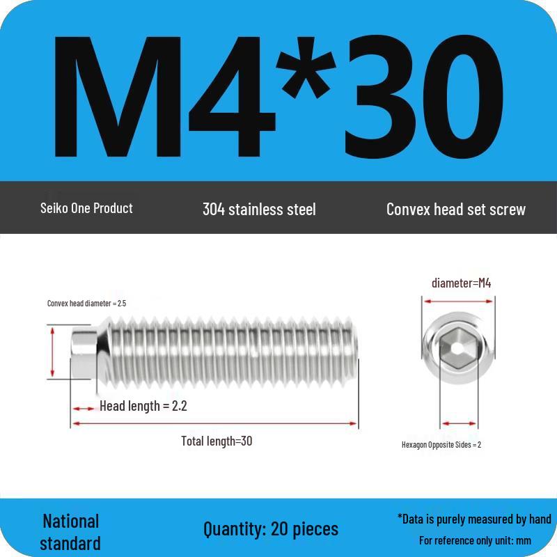 304 Stainless Steel Cup Point Grub Screw - Sizes M3 To M10