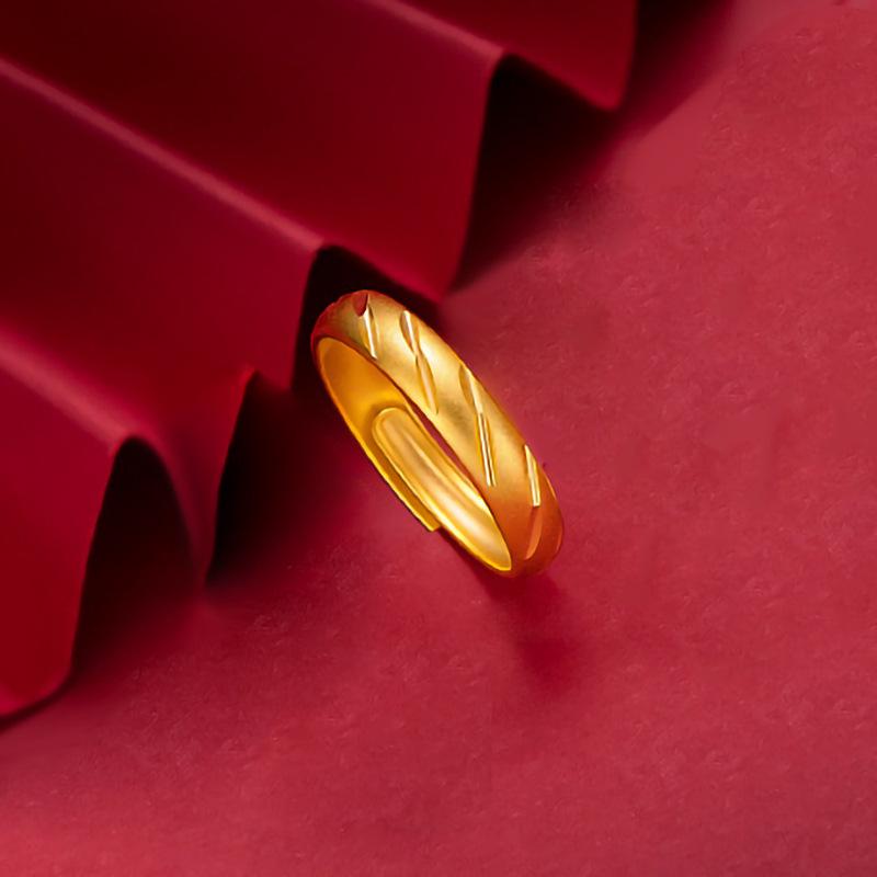 Вьетнамское Песочное Золото Регулируемое Простое Кольцо-Полоска для Мужчин и Женщин - Древний Метод, Сплошная Симуляция, Простой Дизайн, Идеальный Подарок для Пары