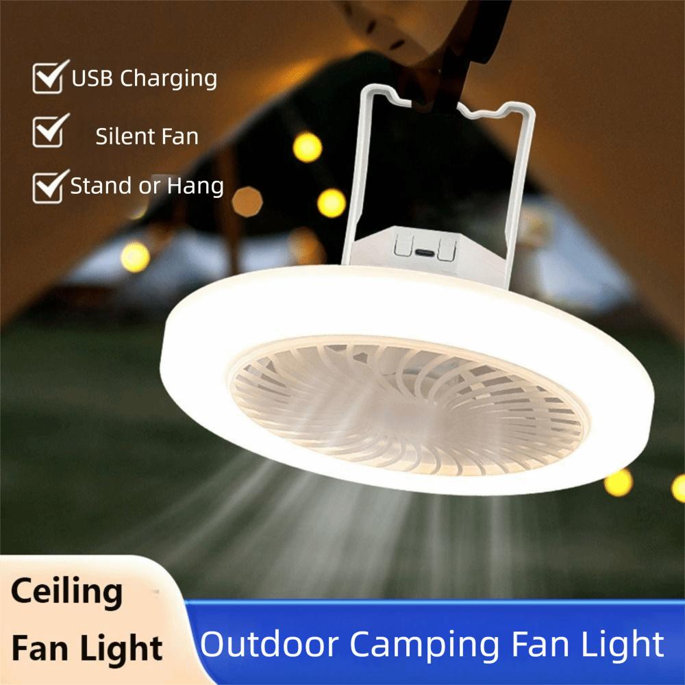 USB Rechargeable Ceiling Fan Light Energy Saving Electric Fan Night Lamp  Outdoor Tent
