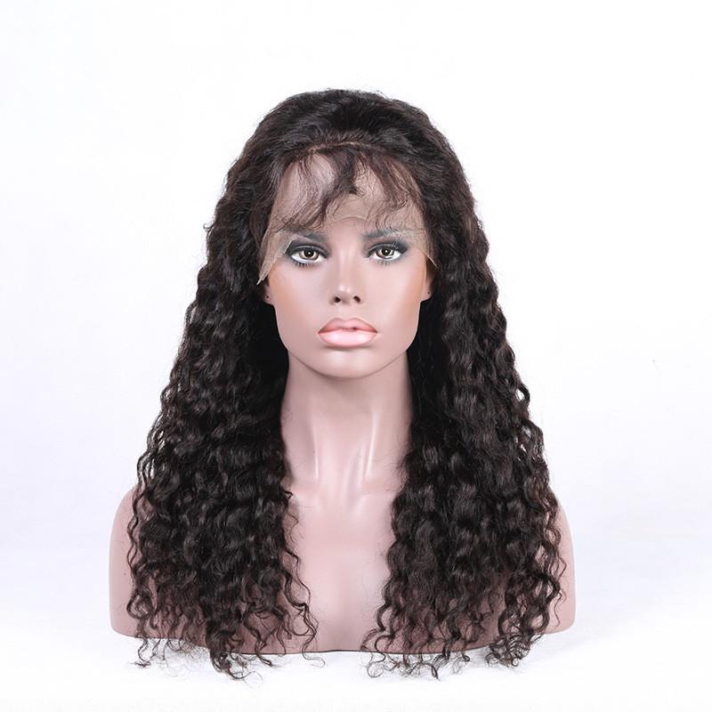 Hochwertige Bresilienne Nature Noir Damen Lang Lockig Wellig Spitze Front Perücke für mühelosen Stil