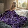 Purple Gothic Bat Tile Flannel Blanket Warm Soft Halloween Christmas Decorative Couch Warm Cozy All-Season Gift
