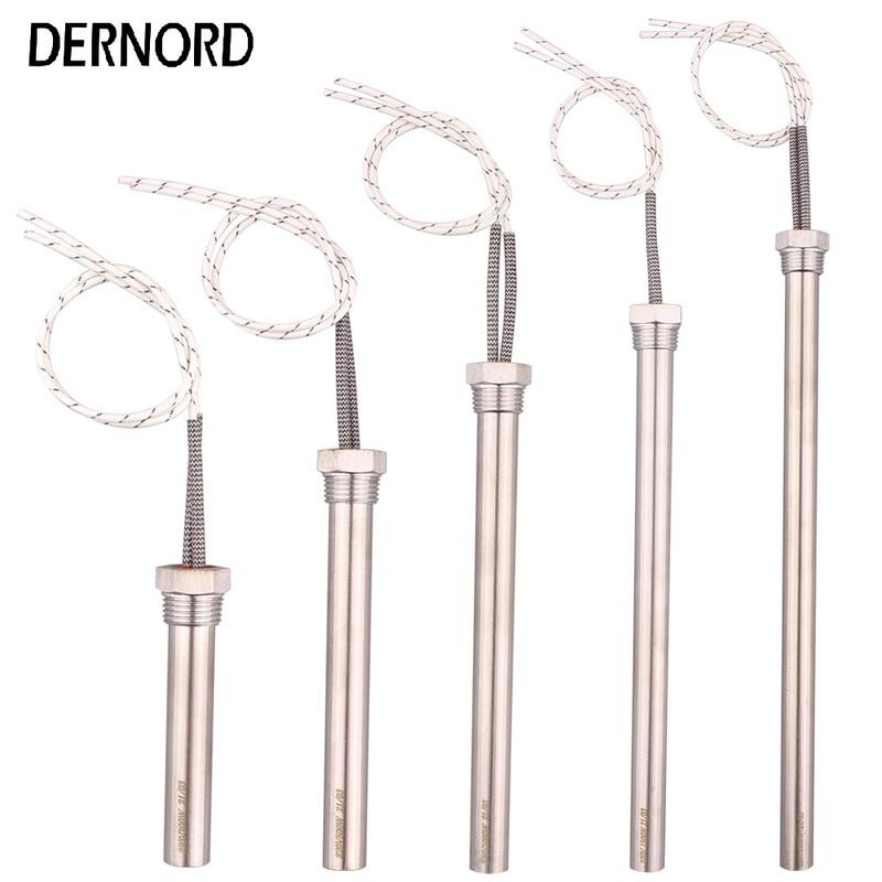 Immersion Cartridge Heater 1/2 Thread Cylindrical Hot Rod Resistance 220V 300W 500W 1/1.5/2KW Electric Water Heating Element 300w L100mm