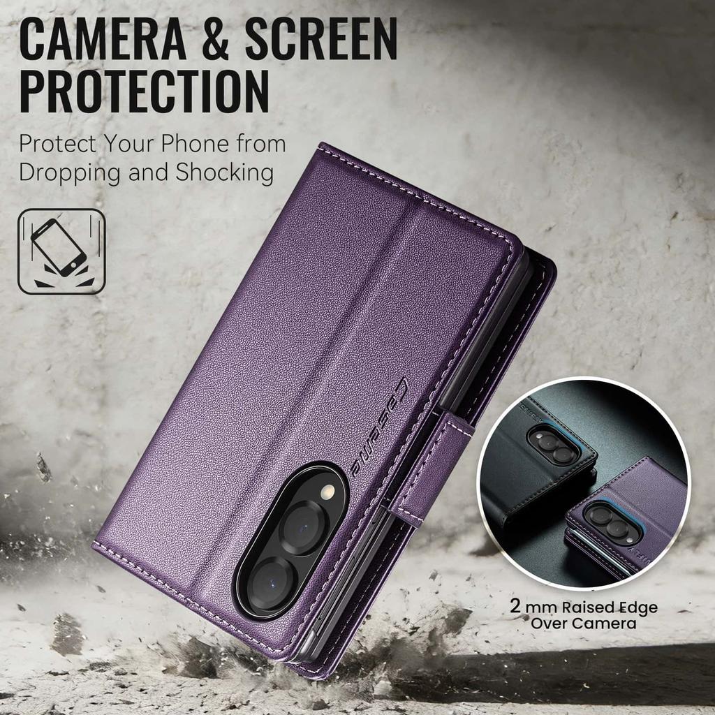 For Samsung Galaxy Z Fold 8 Case Leather Wallet RFID Blocking Card Slot Foldable Kickstand Magnetic Shockproof Luxury Cover