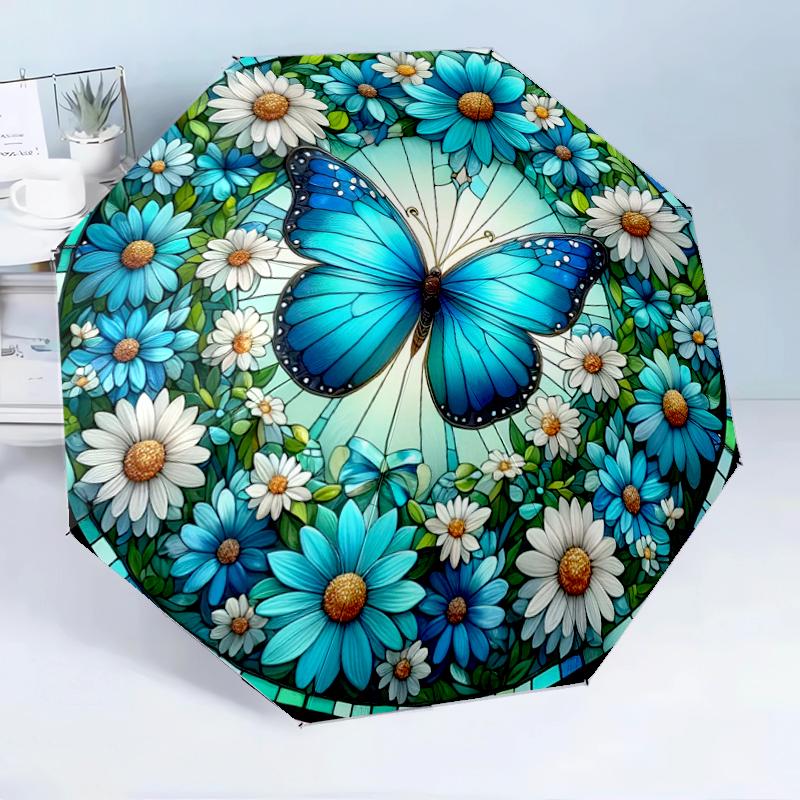 Butterflies And Sunflowers 8-Frame for Travel, camping, Casual Lightweight Portable Umbrella, Essential for every family Holidays Birthday Gift