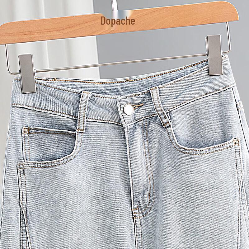 Women's Loose Fit Washed Curved-Leg Jeans