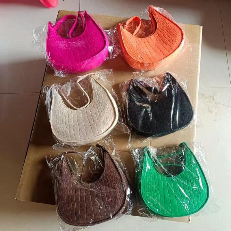 1Pcs Casual Solid Color Handbag For Daily Travel Women'S Stone Pattern Underarm Shoulder Tote Bag With Felt Material