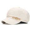 Solid Color Newsboy Cap Unisex Buckle Detail Fiddler Hat Adjustable Driving Cabbie Cap Casual