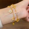 24K Gold-Plated Zircon Flower Bangle: Elegant, High-End, Versatile Bracelet for Women