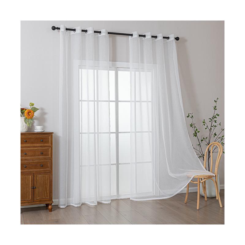 Elegant Semi-Transparent White Polyester Curtains for Living Room and Bedroom