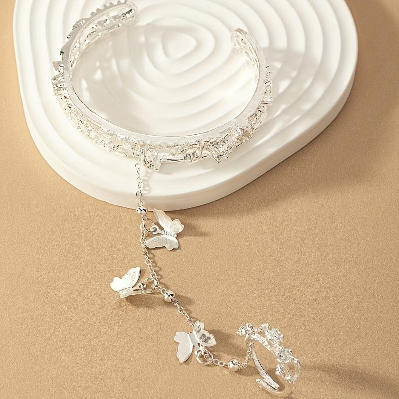 Retro Butterfly Bracelet and Ring Set for Women Cute Everyday Jewelry Gift
