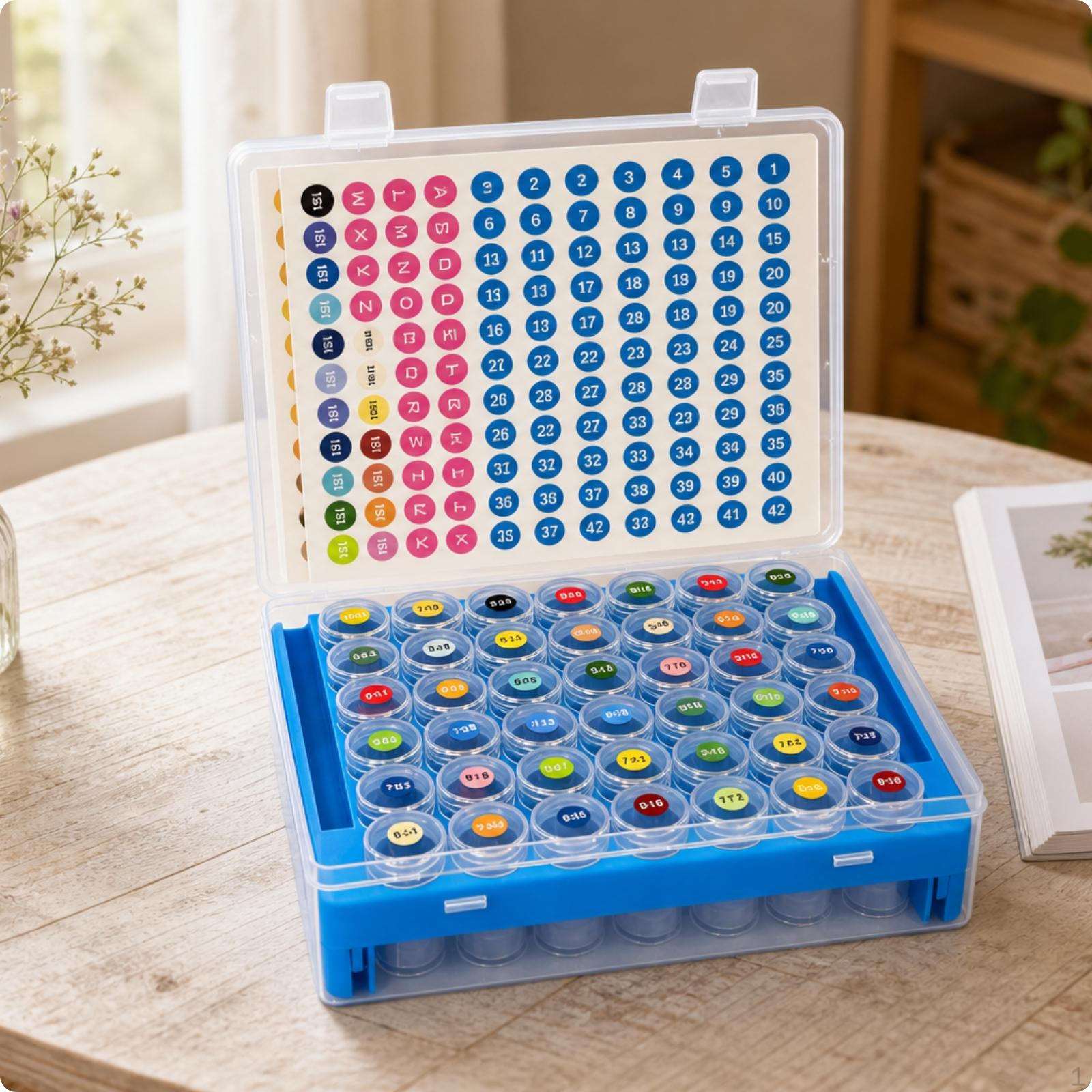 Crystal Bead Art Storage Case MultiCompartment Organizer with Bottles Clear