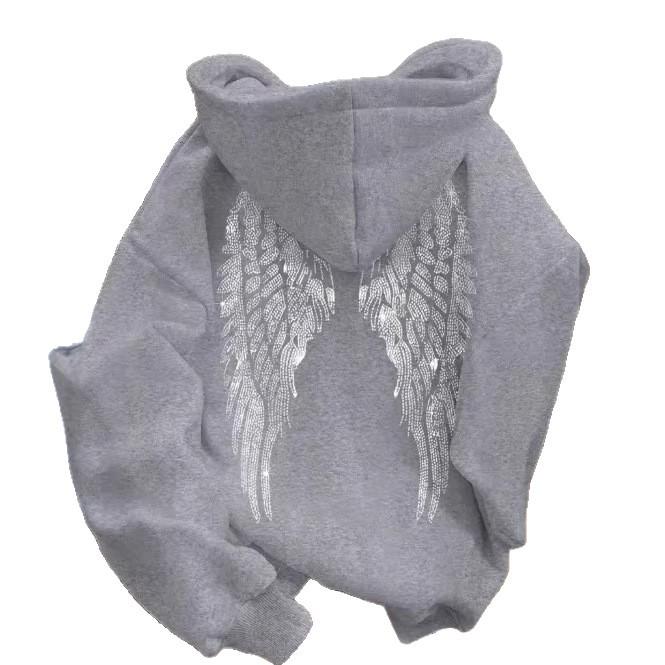 Trendy Wing Print Casual Loose Hoodie