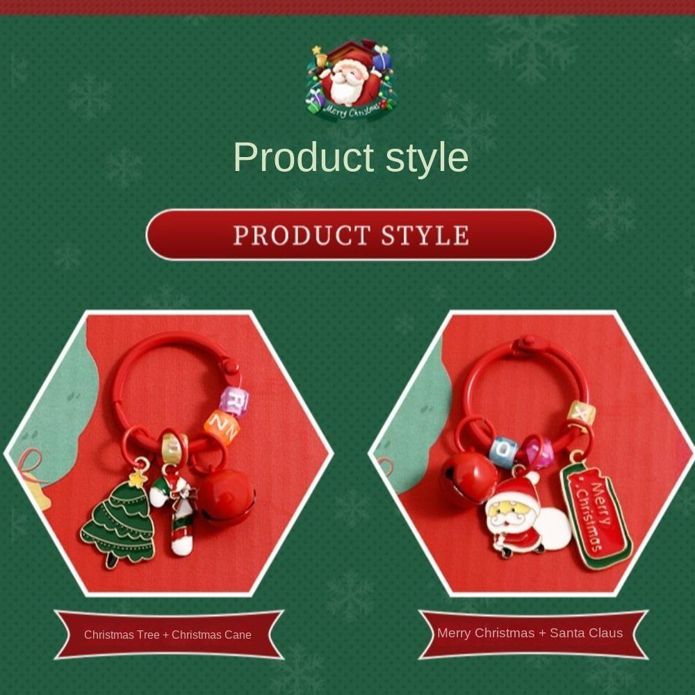 Cartoon Sants Claus Keychain Christmas Tree Deer Key Ring Creative Christmas Tag Pendant  Friends