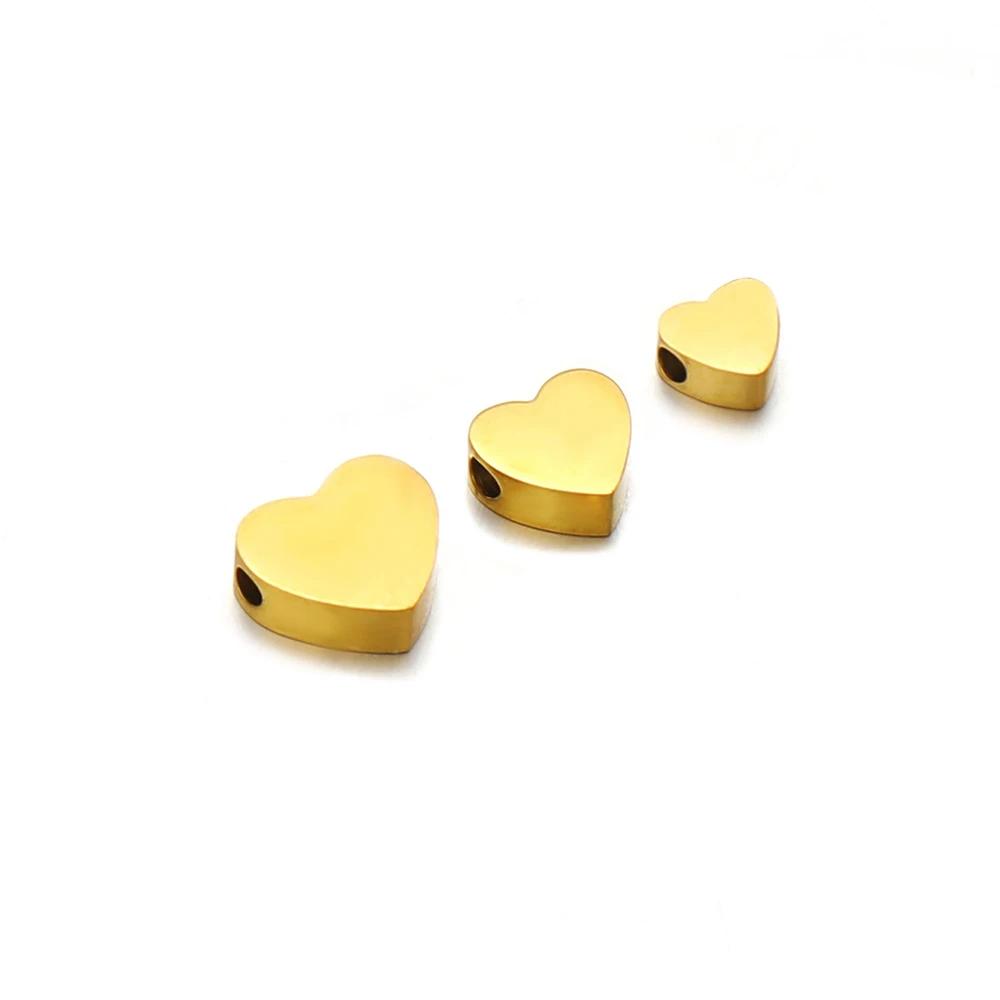 5Pcs 6mm 8mm 10mm Stainless Steel Heart Beads Star Spacer Beads DIY Jewelry Making Bracelet Making Necklace Findings Wholesale