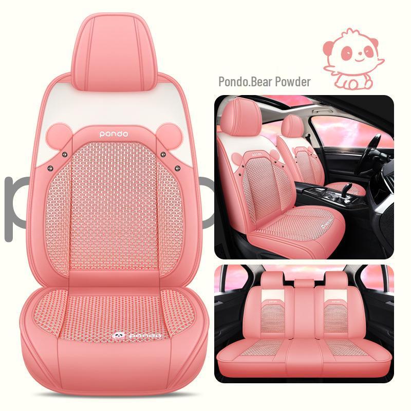 2022 New Cartoon Leather Ice Silk Car Seat Cushion Set, Four Seasons