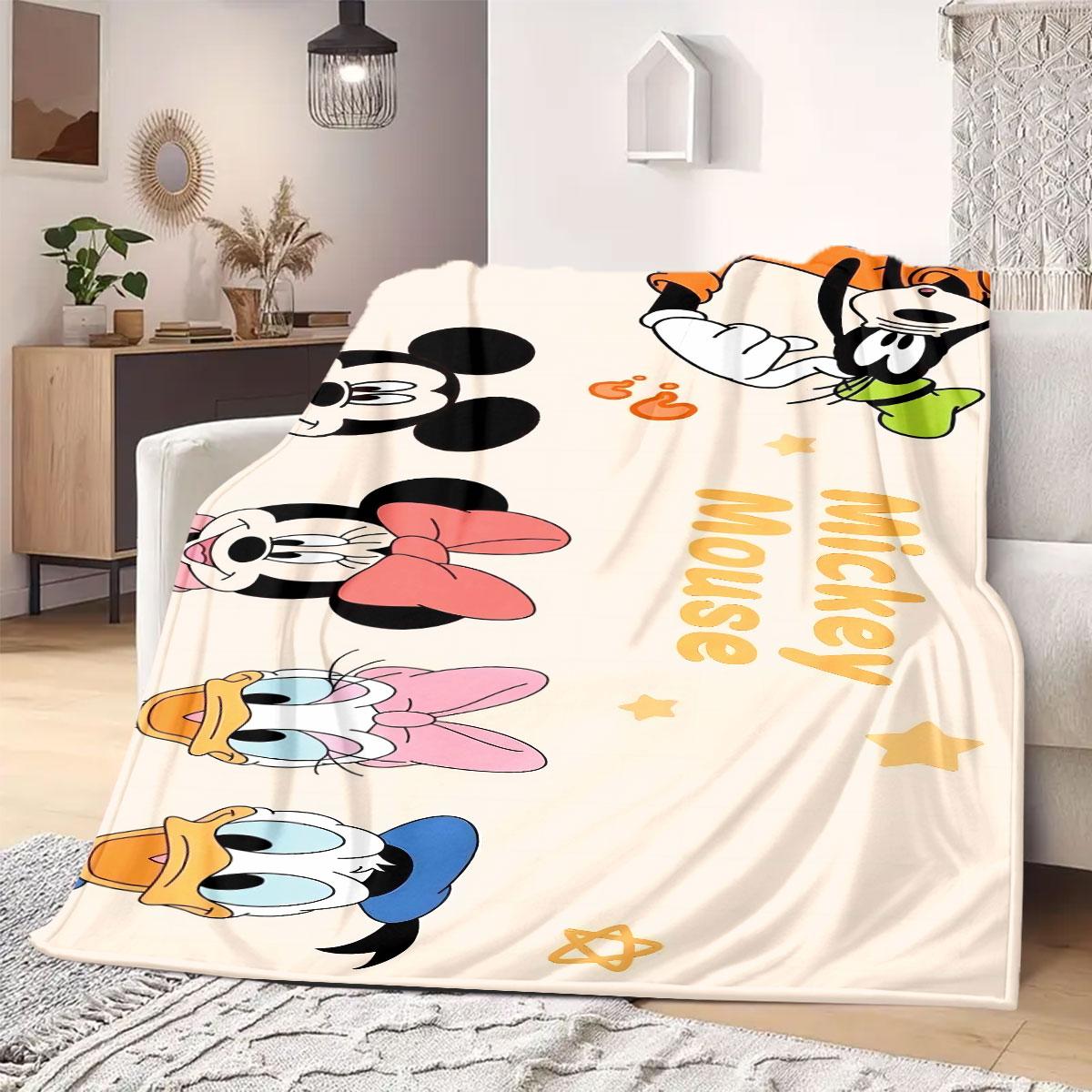 

Mickey Flannel Blanket Cartoon Print for Bedrooms Sofas Beds Home Decor Picnics Travel Chairs Great Gift Various Sizes 75x90cm
