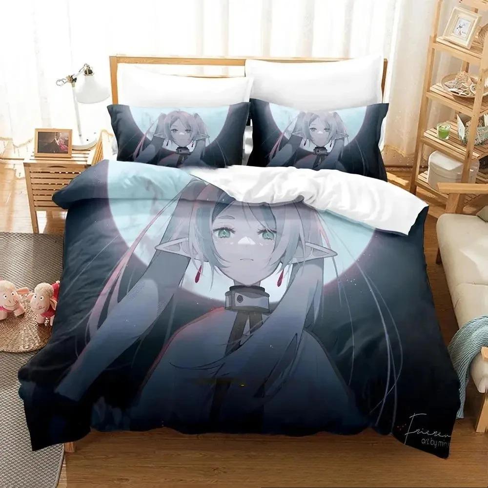 

3D-принт аниме Frieren комплект постельного белья, пододеяльник, одеяло, комплект постельного белья, наволочка, размер King Queen Twin для мальчиков и девочек для взрослых 140X200cm-2pcs