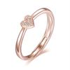 Jin Yali Korean Heart-Shaped Diamond-Inlaid Open Silver Ring - 925 Copper Jewelry