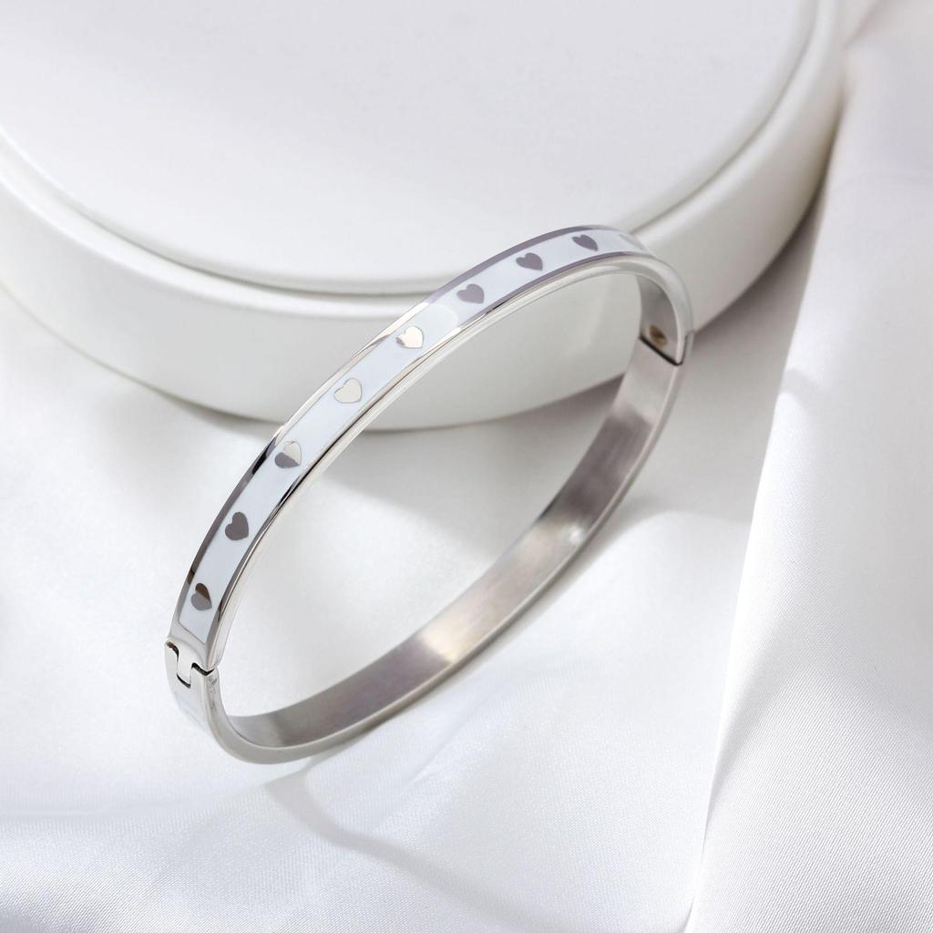 European Fashion Titanium Steel Enamel Bracelet with Drip Oil Finish - Versatile and Stylish Stainless Steel Accessory
