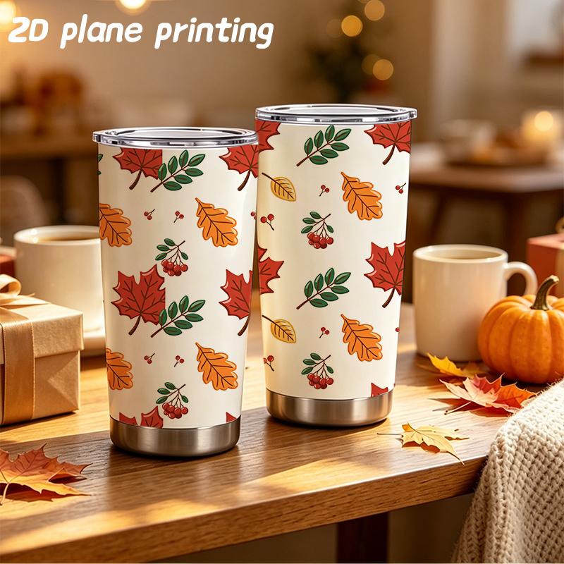 591ml Car Tumbler Autumn maple leaf elements Straw Cup Straight Tumbler Coffee Tumbler 20oz Car Straw Cup Hot Cold Cup