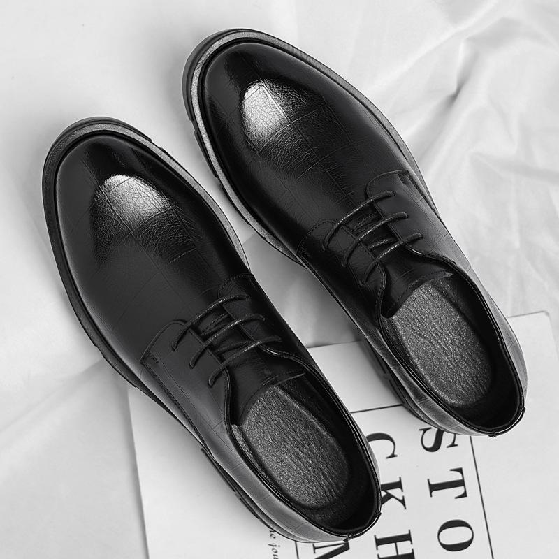 Height-increasing shoes 2025 autumn new business platform dress shoes inner height increase 8CM British suit shoes