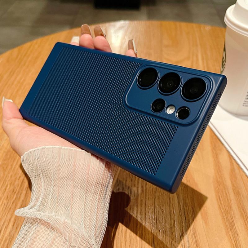 Mesh Heat Dissipation Breathable PC Case For Samsung S25 S24 S23 S22 S21 Plus Note 10 20 Ultra S20FE Ultra Thin Matte Hard Cover